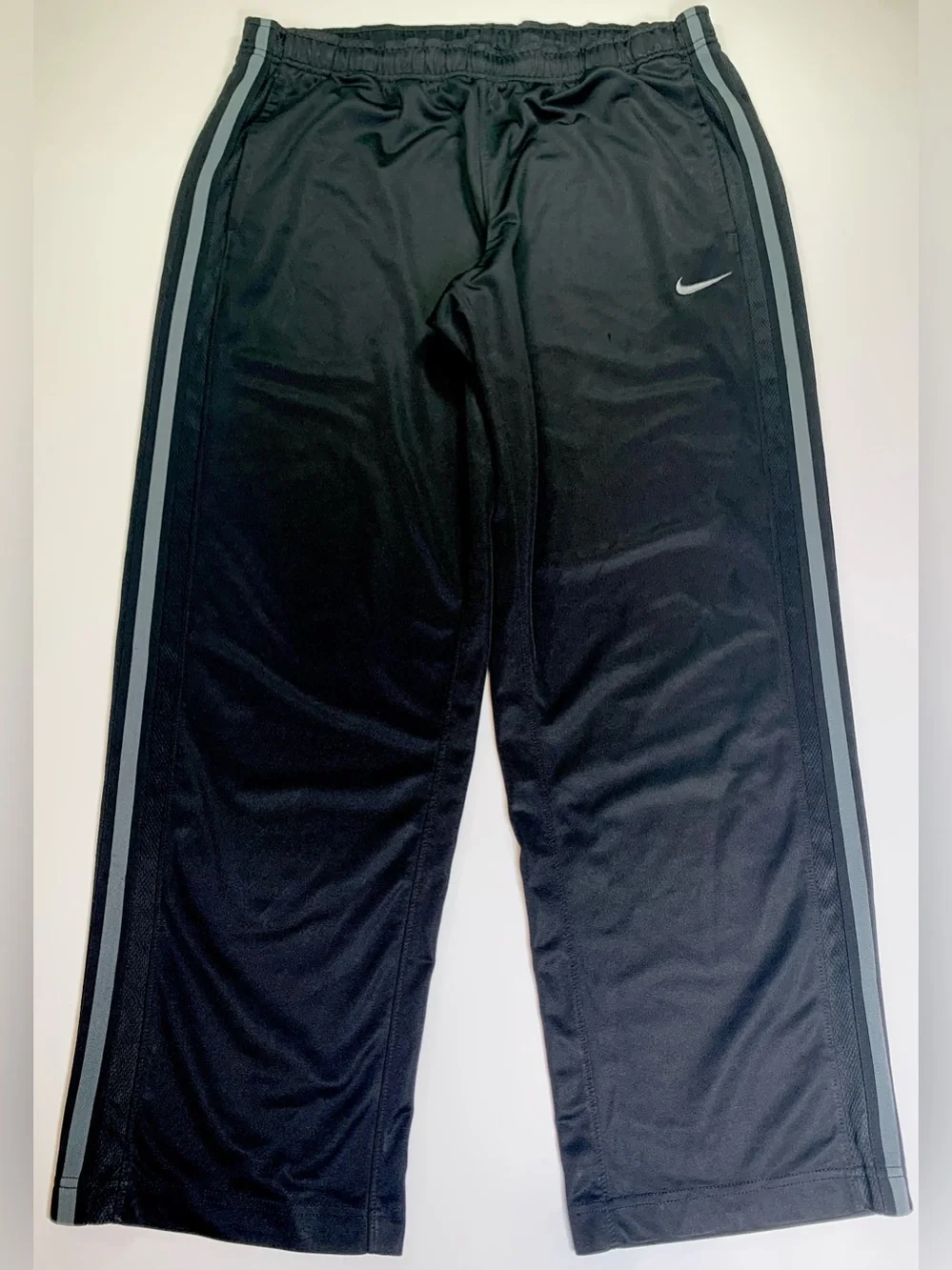 Nike Dri-FIT Open Hem Track Pants Gray Stripe Black Men’s Large Athletic Retro